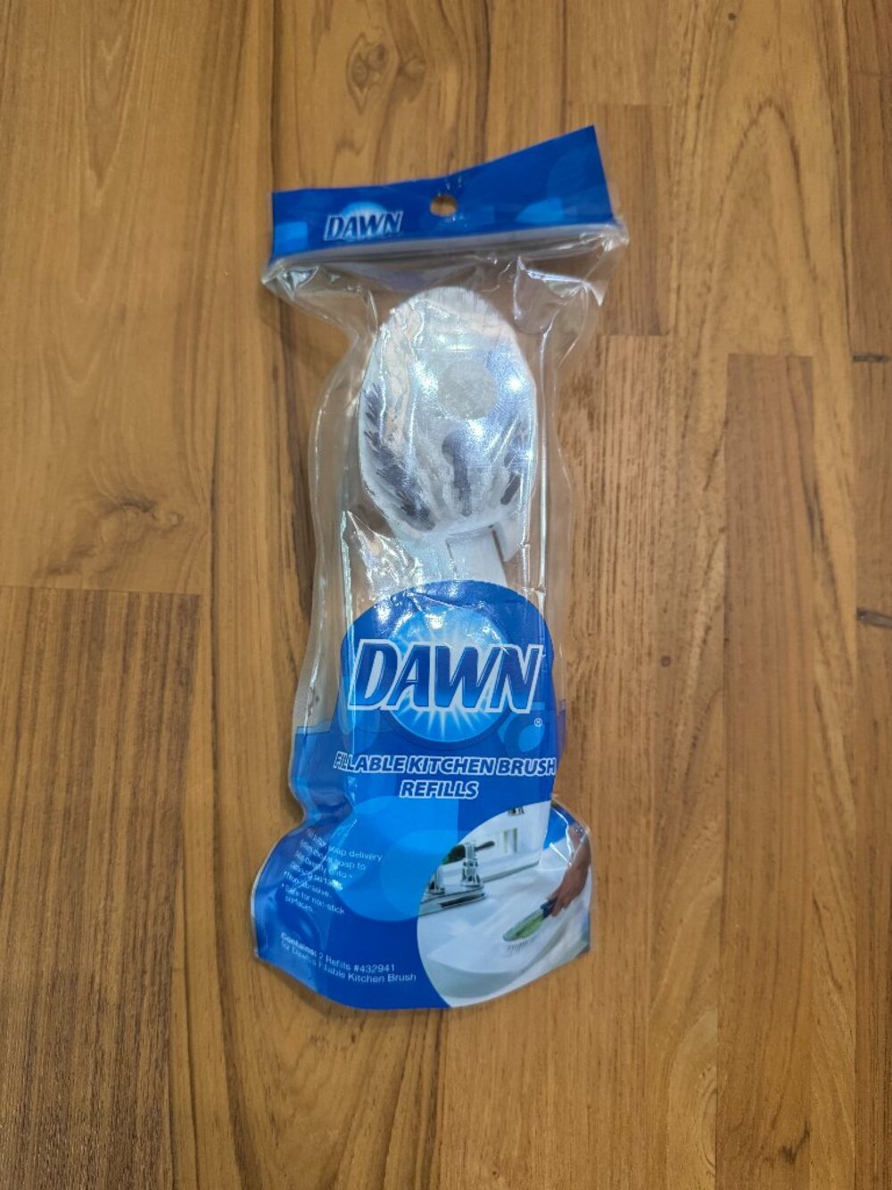 Dawn Dishwashing Fillable Kitchen Brush Refills White and Blue 2 Count Pack NEW